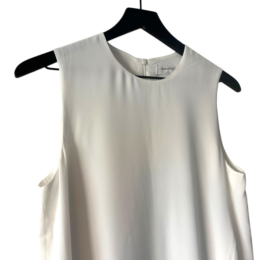Aritzia Babaton Asymmetrical Sleeveless Blouse White Top Size S Minimalist - Picture 2 of 7
